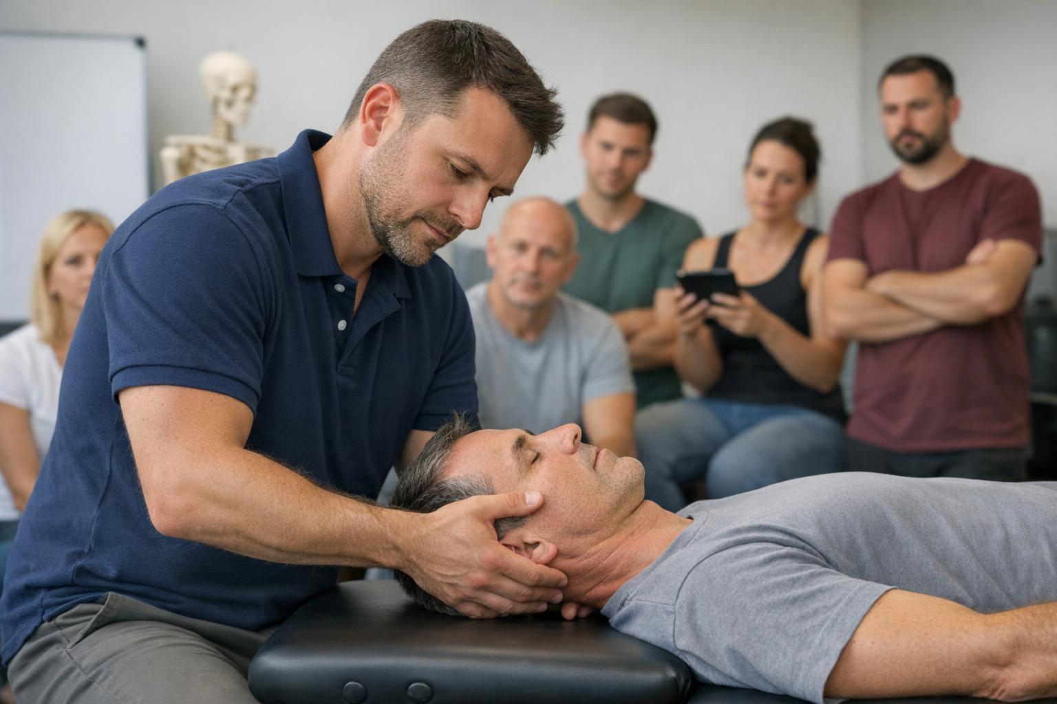 Praca terapeuty manualnego z głową pacjenta — warsztat praktyczny