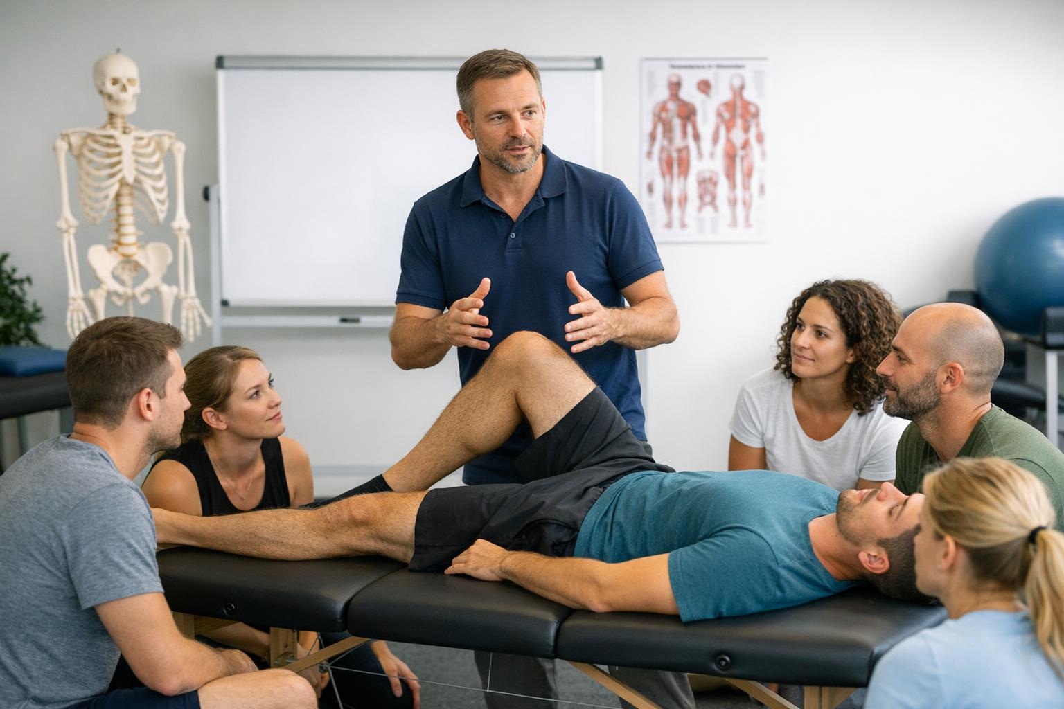 Fizjoterapeuta prowadzący szkolenie praktyczne